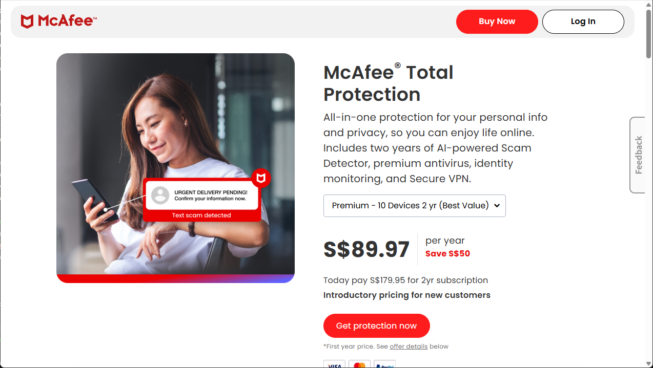 McAfee 官网截图